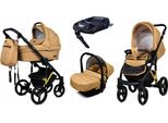 BabyLux® UZO | 4in1 Kinderwagen Set | Sand Pearl | Kombikinderwagen | Kinderwagenset | Isofix-Ba
