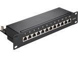Goobay 93793 Pannello Patch Cat 6 Da 10 Pollici (25,4 Cm), 12 Porte, Nero - Schermato Stp, Nero