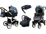 BabyLux® Optimal | 4in1 Kinderwagen Set | Grey Moro | Kombikinderwagen | Kinderwagenset