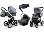 BabyLux® Sky Lark | 4in1 Kinderwagen Set | Grey Animals | Kombikinderwagen | Kinderwagenset | Is