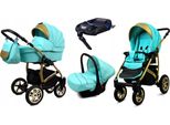BabyLux® Gold Lux | 4in1 Kinderwagen Set | Mint | Kombikinderwagen | Kinderwagenset | Isofix-Bas