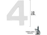 Wolfpack Linea Profesional - Numero Di Metallo "4 Silver Matt 10 Cm. Con Viti Nascoste (Blister 1 Pezzo)"