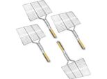4 X Cestello Per Grigliare Con Manico In Legno | Cestello Per Grigliare Bbq Per Pesce Verdure Bistecca Scaloppine Gamberetti | Griglia In Metallo 38,5 X 28 Cm | Cestello Per Verdure Hamburger Girarrosto | Cestello Per Grigliare | Cestello Per Grigliare