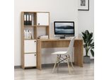 Scrivania Con Libreria Halk 156 Colore Rovere Bianco
