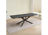Tavolo Allungabile Roxane Con Piano In Ceramica Effetto Marmo Nero 160X90X76H