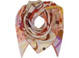 Fraas Sciarpa Silk Stole With Floral Print Nougat Marrone