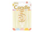 Candela Numero 5 Compleanno Contorno Oro PF-SCZK5