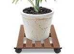 Jopassy 2X Wpc Rullo Per Piante 30X30 Cm Rullo Per Fiori Fino A 80 Kg Tappeto Rotante Tavola Rotante Quadrato Marrone