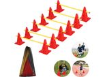 Aopunly Set Di Ostacoli Da 12 Pezzi Per L'allenamento Della Velocità Regolabile In Altezza Con 12 Coni + 6 Barre, Ausilio Per L'allenamento Multisport, Ostacoli Per L'allenamento Degli Sprint Per I Palloni Da Calcio