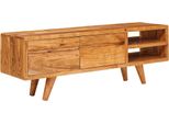 Vidaxl Mobile Tv Con Ripiano Marrone 110 X 30 X 40 Cm In Legno Massiccio Di Acacia