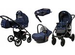 BabyLux® Largo | 4in1 Kinderwagen Set | Navy Blue Star | Kombikinderwagen | Kinderwagenset | Iso
