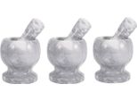 Set Di 3 Mortai In Marmo Con Pestello - Solido Mortaio Per Spezie Per La Cucina - Macina Erbe In Granito Grigio Chiaro - Macina Spezie In Pietra Per Erbe E Spezie - Frantuma Compresse - Mortaio Per Compresse