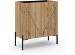 Xonox.Home Cassettiera Neo L/A/D: 80X91X40 Cm In Riproduzione Rovere Evoke E Nero