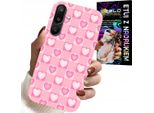 Custodia Per Samsung Galaxy M16 5G - Griglia A Cuori Rosa Custodia + Vetro