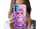Custodia Per Oppo Reno5 4G 5G - Simpatica Tigre Su Sfondo Rosa + Vetro