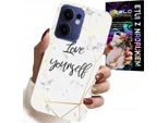 Custodia Per Oppo Find X5 Lite - Marmo Bianco Con Cornici Dorate Ti Amo