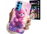Custodia Per Oppo Find X3 Lite - Orsetto Carino Su Sfondo Rosa, Custodia + Vetro
