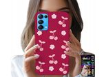 Custodia Per Oppo Find X3 Lite - Ciliegie, Ciliegie Su Sfondo Maroon + Foil