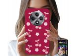 Custodia Per Oppo Reno12 F / 12Fs 5G - Ciliegie, Ciliegie Su Sfondo Maroon + Foil