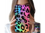 Custodia Per Oppo Find X3 Lite - Vetro Posteriore Leopardato Arcobaleno Colorato