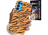 Custodia Per Oppo Find X3 Lite - Cover Posteriore A Strisce Tiger + Vetro