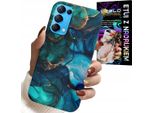 Custodia Per Oppo Reno5 4G 5G - Zaino Con Motivi Marmorizzati Blu/Verde