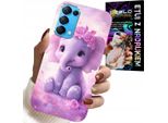 Custodia Per Oppo Reno5 4G 5G - Elefante Carino Su Sfondo Rosa Custodia +Folio