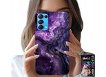 Custodia Per Oppo Reno5 4G 5G - Viola Marmo Moda Donna + Vetro
