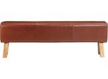 Panchina Turnbock Design 160Cm Marrone In Vera Pelle Legno Massiccio Di Acacia