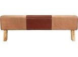 Panchina Turnbock Design 160Cm Marrone In Vera Pelle Legno Massiccio Di Acacia