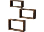 Set Di 3 Mensole Sospese Libreria Rustica Marrone