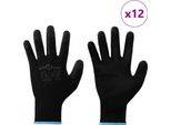 Vidaxl Guanti Da Lavoro 12 Pezzi Nero 9 / L Poliestere