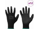 Vidaxl Guanti Da Lavoro 12 Pezzi Nero 11 / Xxl Poliestere