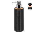 Dispenser Di Sapone Bremermann Segno In Bambù E Plastica | Capacità Circa 340 Ml, Nero