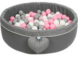 Piscina Di Palline Con Palline | Piscina Di Palline Per Bambini 98X30Cm | 300 Pezzi ∅ 7Cm Palline Per Piscina Di Palline | Colore: Grigio - Rosa, Bianco, Grigio.