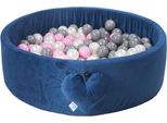 Piscina Di Palline Con Palline | Piscina Di Palline Per Bambini 98X30Cm | Colore: Blu Scuro | Velluto | 200 Pezzi ∅ 7Cm Palline Rosa Per Piscina Di Palline