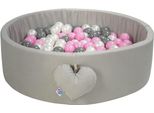 Piscina Di Palline Con Palline | Piscina Di Palline Per Bambini 98X30Cm | Colore: Grigio | Velluto | 300 Pezzi ∅ 7Cm Palline Rosa Per Vasca Di Palline
