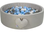 Piscina Di Palline Con Palline | Piscina Di Palline Per Bambini 98X30Cm | Colore: Grigio | Velluto | 200 Pezzi ∅ 7Cm Palline Blu Per Piscina Di Palline