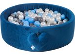 Piscina Di Palline Con Palline | Piscina Di Palline Per Bambini 98X30Cm | Colore: Blu Scuro | Velluto | 300 Pezzi ∅ 7Cm Palline Da Piscina Blu