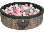 Piscina Di Palline Con Palline | Piscina Di Palline Per Bambini 98X30Cm | 200 Pezzi ∅ 7Cm Palline Rosa Per Piscina Di Palline | Colore: Finto Vimini