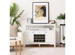 Costway Armadio Da Cucina Con Ante E Cassetti, Tavolo Consolle In Legno Per Cucina, Mobile Buffet, Mobile Contenitore, Mobile Laterale, Mobile Vino (Bianco)
