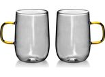 Mondex | Set Di Bicchieri In Vetro - 2X 400 Ml - Vetro Fumé - Design Elegante Con Impugnatura Dorata