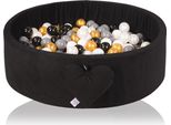 H&F Home Textiles Piscina Di Palline | Piscina Di Palline Per Bambini 98X30Cm | Colore: Velluto Nero | 300 Pezzi ∅ 7Cm Palline Dorate Per Piscina Di Palline