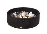 H&F Home Textiles Piscina Di Palline | Piscina Di Palline Per Bambini 98X30Cm | Colore: Velluto Nero | 200 Pezzi ∅ 7Cm Palline Dorate Per Piscina Di Palline