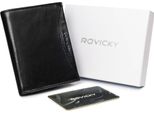 Rovicky | Portafoglio Da Uomo, In Pelle Martellata, Con Scomparto Per Foto, Nero, 9,5X12,5 Cm