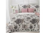 Biancheria Da Letto In Raso 220X200 Primavera 09 Fiori Bianco Grigio Eurofirany