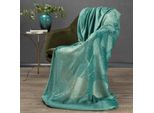 Eurofirany Coperta Soggiorno Coperta Divano Coperta Flano GINKO2 150X200 Cm Turchese