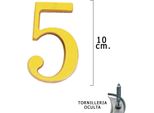 Numero "5"" Wolfpack In Ottone 10 Cm + Viti, Blister Con 1 Pezzo"