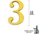 Numero "3"" Wolfpack In Ottone 10 Cm + Viti, Blister Con 1 Pezzo"