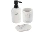 Set Di Accessori Da Bagno Tendance 3 Pezzi Dispenser Di Sapone Portaspazzolino Tumbler Bianco In Poliresina 7,3X7,3X17,5 Cm